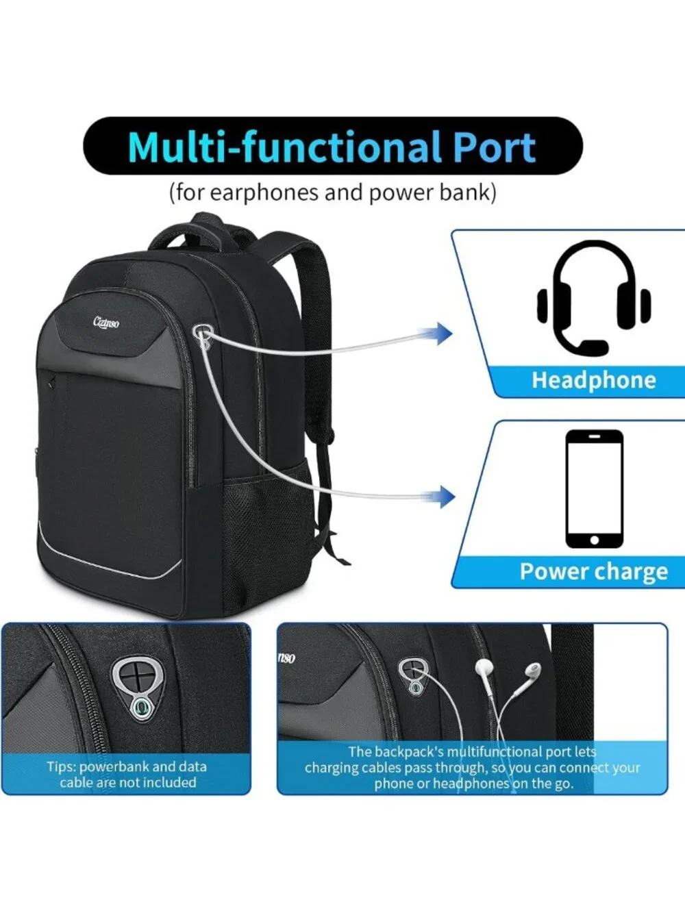 Durable Anti-Theft Travel Backpack with USB Port, Water-Resistant Laptop Bag